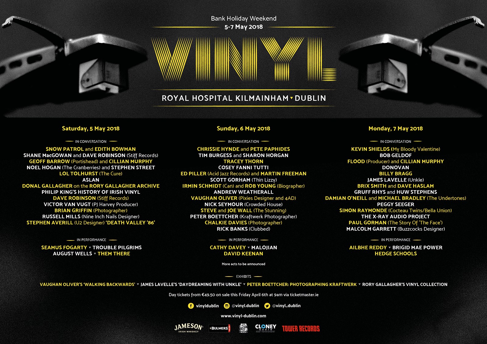 Image with the line up for Vinyl Dublin Event on May Bank Holiday Weekend